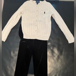 Polo Ralph Lauren Toddler Girls Cardigan and Velvet Legging Pants